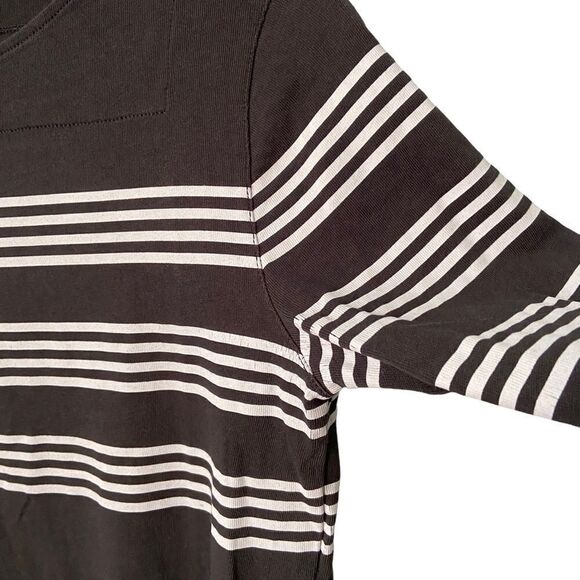 A.P.C Black Long Sleeve Shirt with White Horizontal Stripes Top in Size Medium - Picture 9 of 10